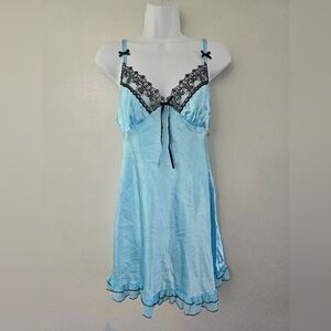Maidenform Size S Womens Blue Sleeveless Tie Back Nightgown Sleepwear Ruffle
